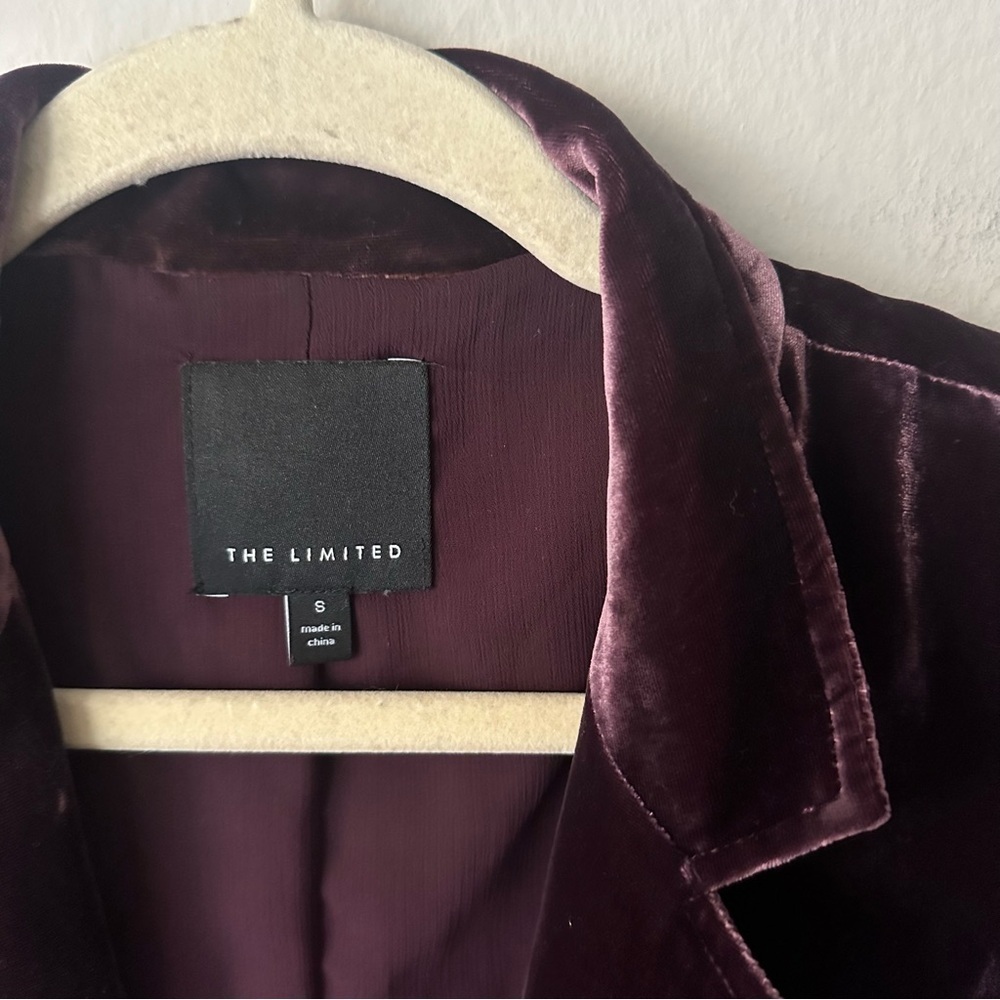 The Limited Vintage Velour Holiday Front Tie Blazer in Burgundy Small Holiday - Picture 3 of 10